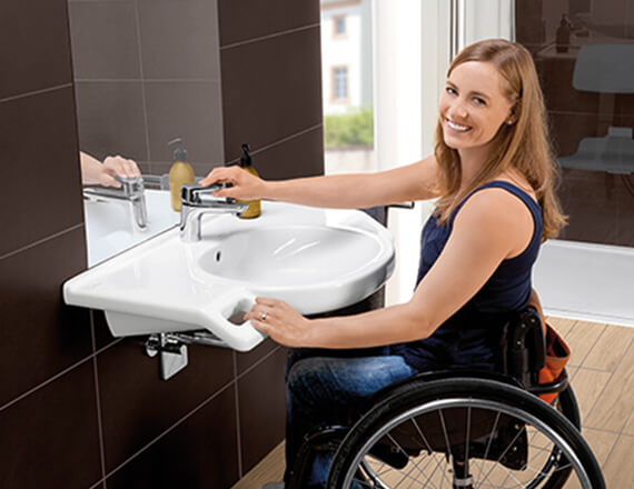 Vasque suspendue pour salle de bain accessible