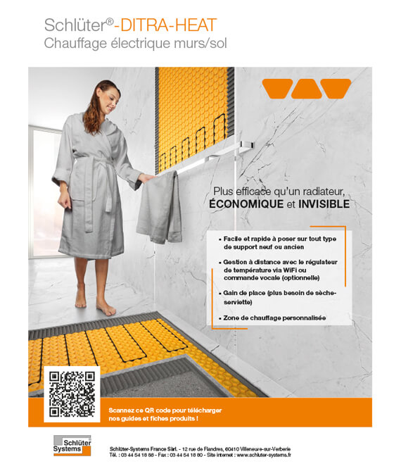 La solution électrique de chauffage au sol et mural de Schluter, idéale dans une salle de bain