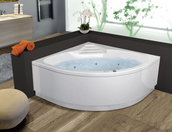 Bain balneo d'angle avec système de massage mixte