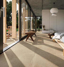 Carrelage effet béton style sobre et contemporain.