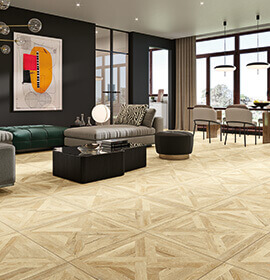 Carrelage effet bois intemporel.